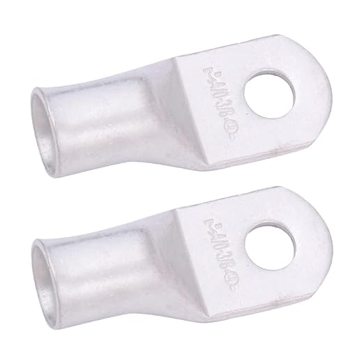 SELTERM 2pcs 4/0 AWG 3/8" Stud Tinned Copper Wire Lugs, Battery Lugs, Ring Terminals, Battery Cable Ends, 0000 Gauge Ring Terminal Connectors, UL Marine Grade Electrical Battery Terminal Connectors