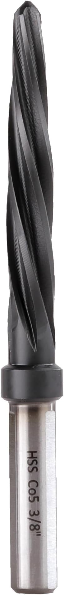 3/8" Bridge/Construction Reamer, M35 HSS Taper Chucking Reamer Drill Bit for Steel Alloy Aluminum Metal Wood Plastic, 3/8” Shank Chuck, Spiral Flutes, to Enlarge/Align Holes, 10mm