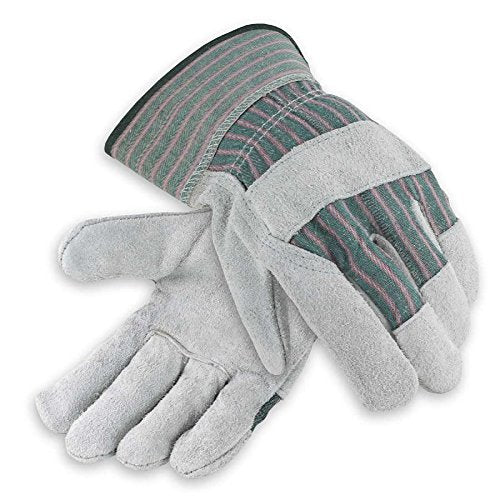 Galeton 2114-L Heavy Shoulder Leather Palm Gloves, Safety Cuff, Large, Green Stripe (Pack of 12)