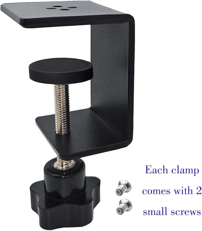 4 Pack Heavy Duty C Clamp & Desk Clamp | Wide Jaw Metal Woodworking Clamps, Adjustable Shelf Clamps for Desk Extension/Panel Work (Sturdy Multi-Purpose Clamping Tool)