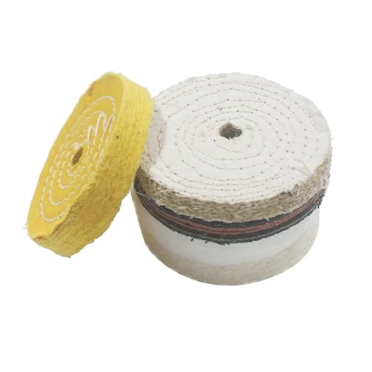 𝐉𝐔𝐍𝐋𝐈𝐗𝐍 4 Inch Abrasive Buffing Wheel, 1/2 Inch Arbor Hole Cotton/Denim/Sisal Polishing Wheel for Bench Grinder (Pack of 5)