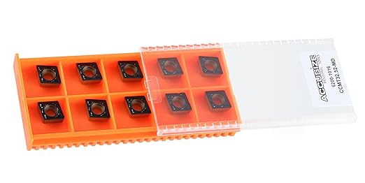 Accusize Industrial Tools Carbide Inserts Cvd Coating Ccmt32.52 Black/Yellow, 10 Pcs/Package, 2200-1016