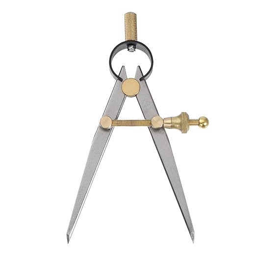Spring Joint Caliper - [4 Inch] Carbon Steel Spring Divider Caliper with Brass Fulcrum for Metalworking Drawing Use, Flat Leg