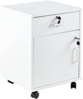 CLIPOP Rolling Storage Cabinet with Drawer, Home Office Cabinet with Lock, Under Desk Storage Cabinet for Home Office (White)