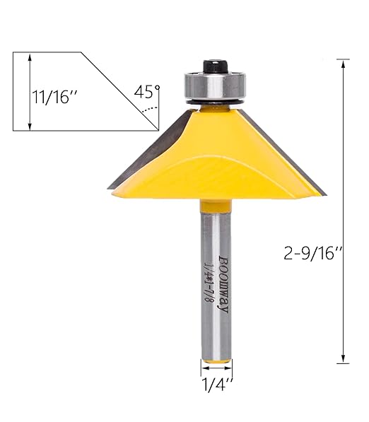 Chamfer Router Bits, Bevel Edge Forming(45°-11/16''length-1/4''Shank)