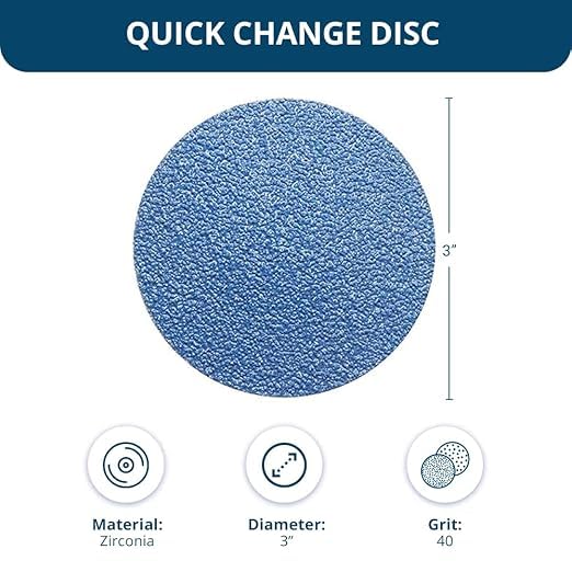 Benchmark Abrasives 3 Inch Sanding Discs Quick Change Zirconia Sanding Discs, Drill & Die Grinder Sanding Disc - Deburring Polishing Rust Remover for Metal Paint Stripper (25 Pack), 40 Grit