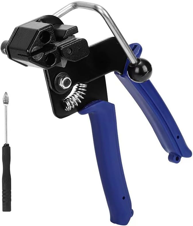 Metal Zip Ties Cutter Stainless Steel Cable Tie Gun One hand type for Self-Locking Stainless Steel Cable Ties Heavy Duty Tensioning Cutting Tool with Free Zip Tie Release Tool