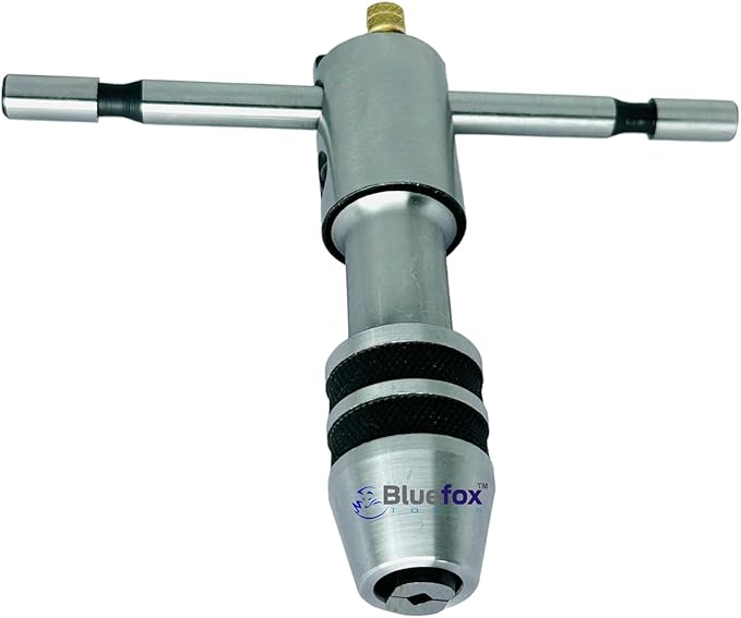 Reversible Ratchet T-Handle Tap Wrench - (1/16'' to 5/32''(1.5 to 4.0 mm)) | Adjustable Tool, Steel Thread Holder | Ratcheting T-shaped Tap Holder Wrench