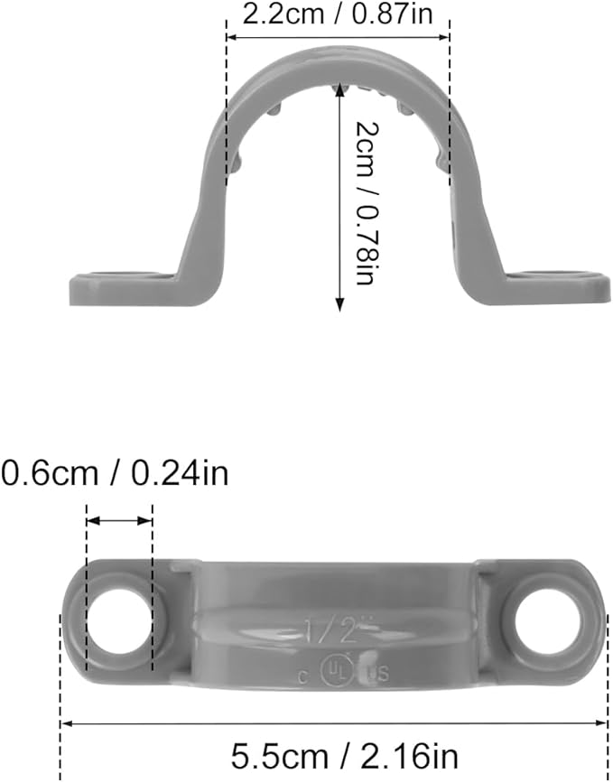 120 PCS 1/2 Inch PVC Pipe Straps, Convenient 2 Holes Conduit Strap for Pipe Mounting - PVC Conduit Clips Clamps, 2 Holes Pipe Mounting Bracket