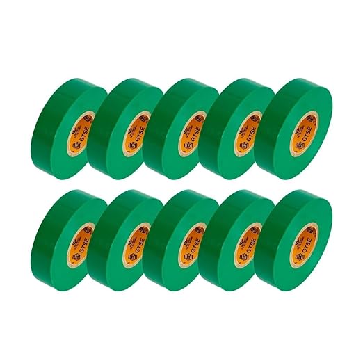 GTSE Green Electrical Tape, 10 Rolls – Waterproof, Industrial Grade Vinyl, 3/4 in x 66ft– Strong Self-Adhesive PVC Electric Tape for Wire Insulation, 7 Mil, 600V – UL/CSA Listed