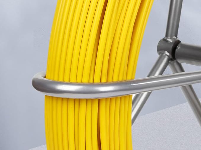 425FT Fish Tape Fiberglass 1/4 inch(6MM) Fishing Wire Puller Duct Rodder Cable Running Electrical Fishtape Tool Rod with Steel Reel Stand through Wall Pipe Length Marking In Meter