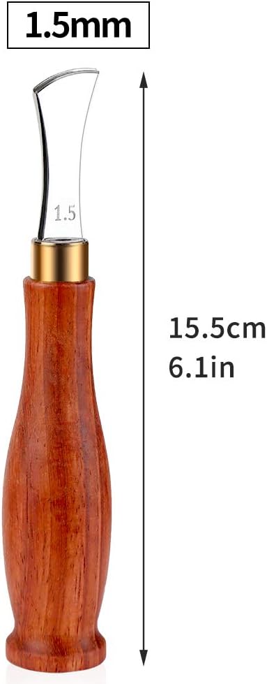 UOOU Leather Edge Creaser,1.5mm Professional Leather Tool,Edge Creaser Stainless Steel Red Wood Handle Tool for Beginners DIY Leather Craft