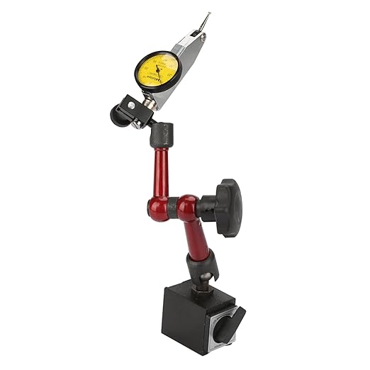 Dial Indicator with Flexible Strong Magnetic Stand Base Holder Adjustment with Lever Dial Test Indicator Gauge Exactness Scale and Installation Accessories 0-0.8mm Tester Gage Resolution 0.01mm