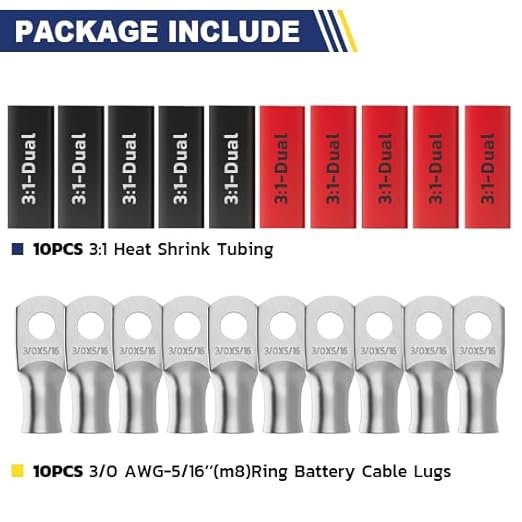 haisstronica 10pcs 3/0 AWG - 5/16"(M8) Tinned Copper Battery Lugs