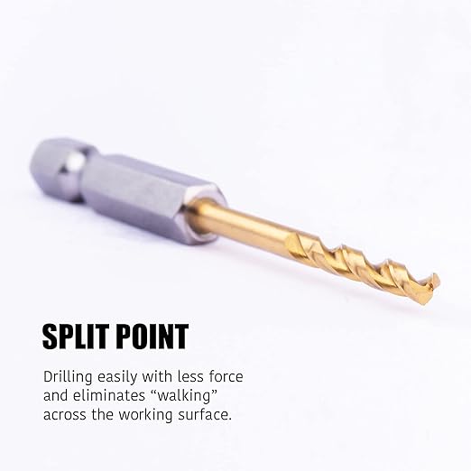 JEFE HEX 3/32" 12 PCS Hex Shank Drill Bit for Quick Change, HSS Titanium Twist Bit, 135 Degree Split Point, Precision Start Drill Bit for Wood, Plastics, Steel, Copper, Aluminum Alloy (Pack of 12)