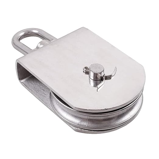 Rocaris M100 Lifting Single Pulley Roller Loading 3300Ibs, 304 Stainless Steel Heavy Duty Single Wheel Swivel Lifting Rope Pulley Block