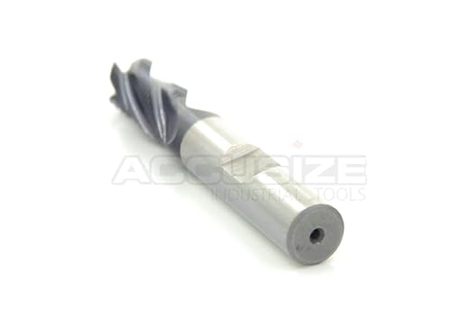 Accusize Industrial Tools 3/8'' Fine Tooth M42 8% Cobalt Tialn Roughing End Mill, 3/8'' Shk Dia, 3/4'' Flute Length, 2-1/2'' Oal, 4 Flute, 1104-0038