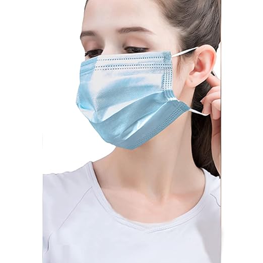2,000pcs Disposable Face Masks- 3 Ply Breathable Mask For Adults - Blue (40 Packs of 50)