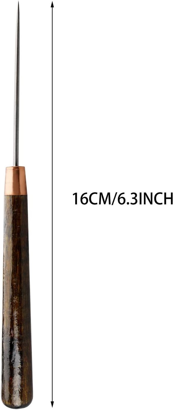 Wooden Handle Scratch Awl Tool, 2 PCS for Leather Hole Punch, Sewing and Leather Craft Repair