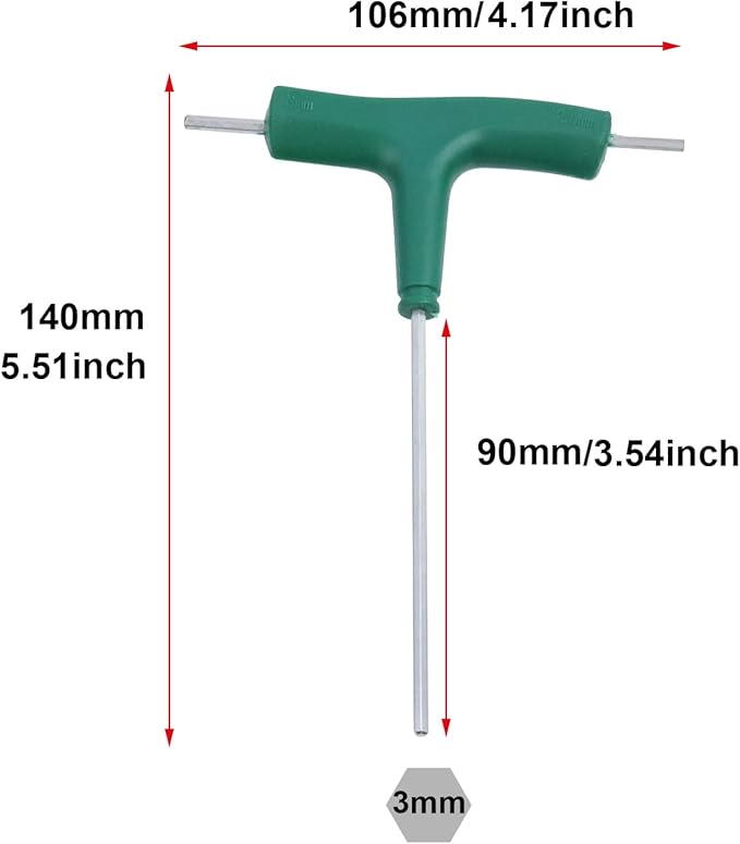 Antrader T-Handle Hex Key Wrench, 3-Way Allen Key Wrench Set Metric with Plastic Handle for Home Repair (3mm/3mm/2.5mm)