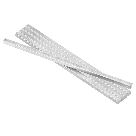 uxcell 5 Pcs Square Steel Key Stock, 3/8" x 3/8" x 12" Cold-Drawn 45# Steel Bars Precision Key Stock for Gearbox Coupling, Silver Tone