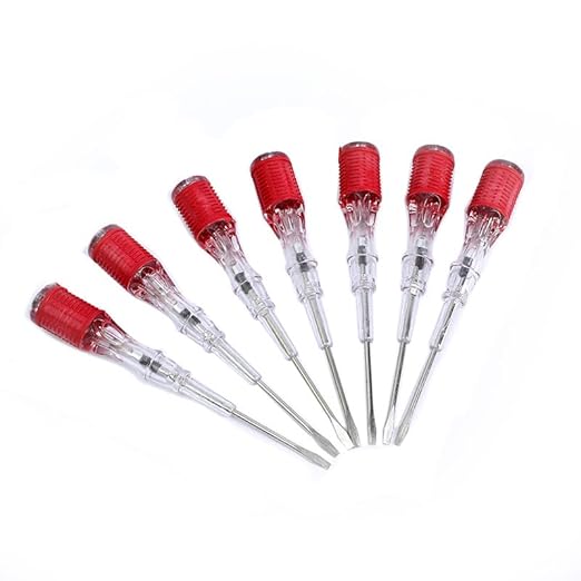 Fielect 3pcs Voltage Tester Voltage Detector Pen Circuit Tester Tool Steel Batch Slotted Test Pencil JRDB-859 AC/DC 100-500V Clear