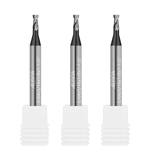 3PCS 5/64" Micrograin Carbide Square End Mill Set 2 Flute HRC 55 AlTiN Coating End Milling Bits for Milling Alloy Steels, Hardened Steel, CNC Router Bits