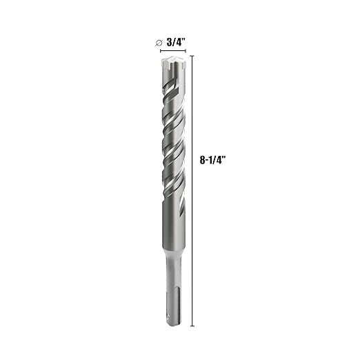 CSOOM SDS Plus Rotary Hammer Drill Bit 3/4"x8.27", Professional Concrete Drill Bit for Concrete, Brick, Stone and Cement Walls