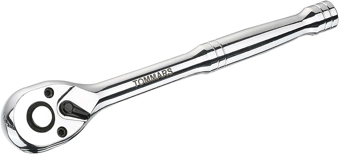 TOMMARS 3/8 inch Drive Ratchet, 72-Tooth Quick-Release Socket Ratchet Wrench Handle Reversible