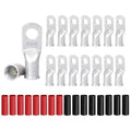 16Pcs 4 AWG 5/16" Stud Heavy Duty Tinned Copper Wire Lugs with 16Pcs Heat Shrink Tubing 4 Gauge Battery Cable Lugs Ring Terminals Battery Cable Ends Bare Copper Eyelets