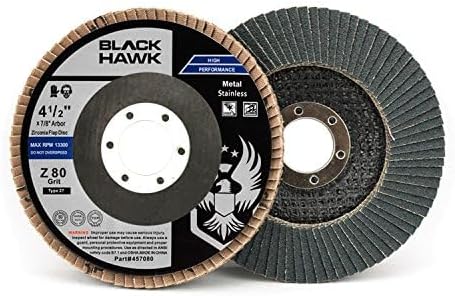 BHA Grinding and Sanding Flap Discs T27, 4-1/2" x 7/8", 80 Grit - 10 Pack