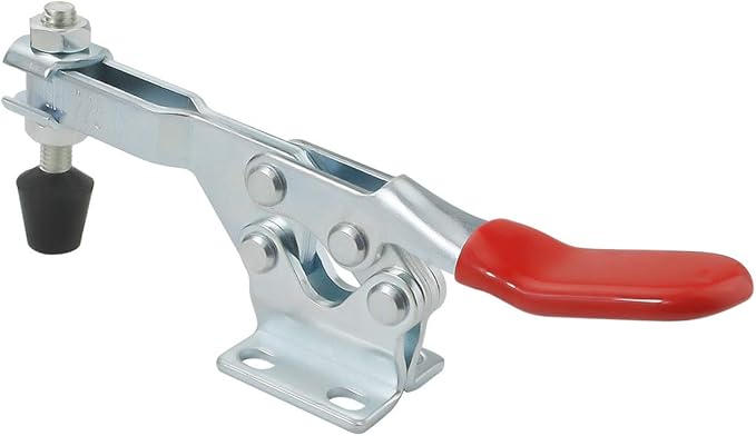 2Pack Toggle Clamp, 500 lbs Holding Capacity, 225D Quick Release Horizontal Clamps w/Antislip Rubber Pressure Tip for Woodworking Jigs and Fixtures, Welding, Drill Press, Crosscut Sled