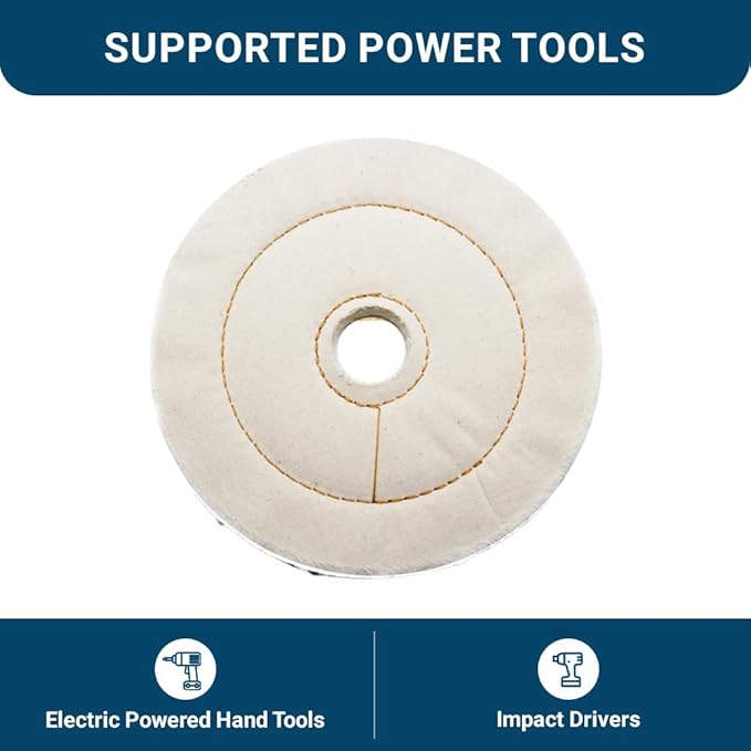 Benchmark Abrasives 6" Cotton Cushion Sewn Buffing Polishing Wheel for Bench Grinder with 1/4" Mandrel, for Polishing Finishing Smoothing on Aluminum, Stainless Steel (Cotton Cushion)