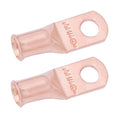SELTERM 2pcs 4 AWG 1/4" Stud Copper Wire Lugs, Battery Lugs, Ring Terminals, Battery Cable Ends, 4 Guage Ring Terminal Connectors, UL Heavy Duty Bare Copper Eyelets Battery Terminal Connectors