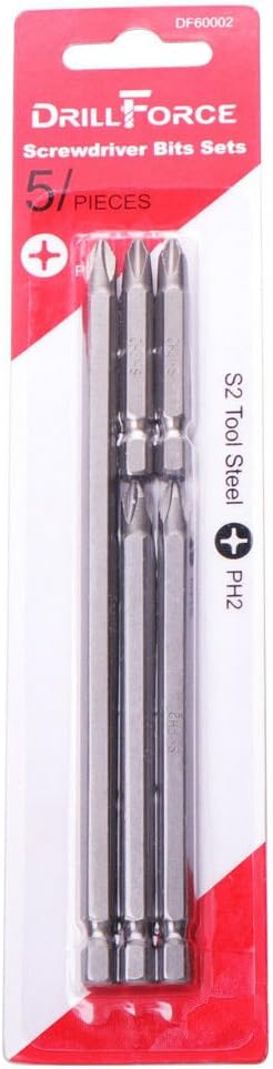 5PCS, Screwdriver Bits Set, Philips,(2pcs 2 inch,2pcs 4 inch, 1pc 6 inch)