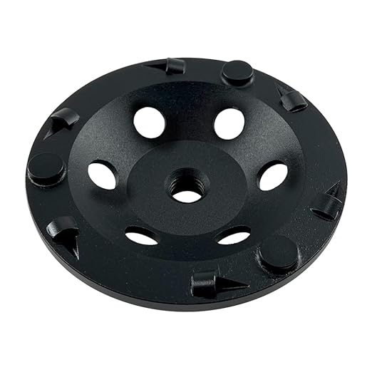 EDiamondTools 5" PCD Grinding Wheel, 6 PCD Segments w/Sacrificial Bars, 5/8"-11 Threaded Arbor, Diamond Material, Compatible with Angle Grinders