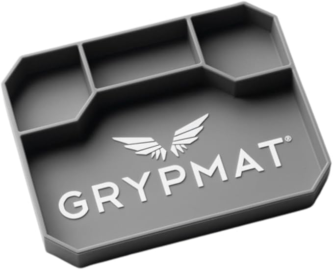 Grypmat Plus Grip Mat for Mechanics - Non-Slip Flexible Silicone Tool Tray - Tool Organizer for Tool Box - Magnetic-Free, Easy-to-Clean Tool Mat - Medium, Gray