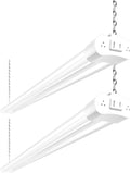 hykolity 2 Pack 4FT Linkable LED Shop Light for Garage, 6500lm, 4FT 60W Utility Light Fixture, 5000K Daylight LED Workbench Light with Plug, Hanging or Surface Mount, White - ETL