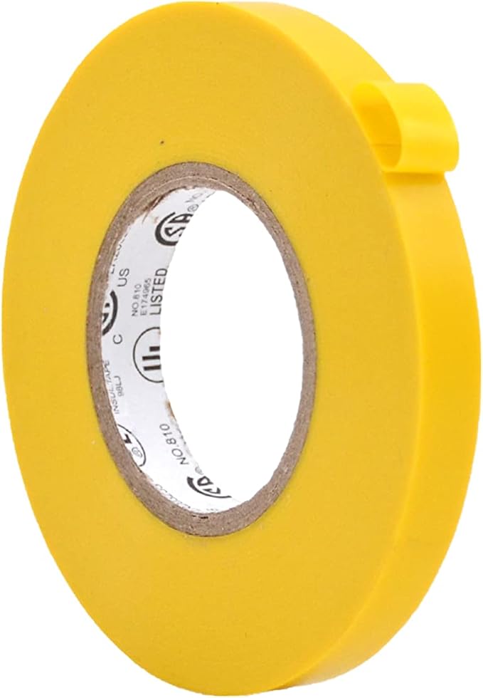WOD ETC766 Professional Grade General Purpose Yellow Electrical Tape UL/CSA Listed core. Vinyl Rubber Adhesive Electrical Tape: 3/8 inch X 66 ft - Use at No More Than 600V & 176F (Pack of 1)