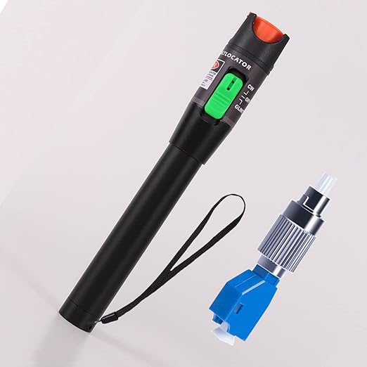 Visual Fault Locator 50KM Range, VFL Tester Kit - Includes Single Mode 9/125um FC Male to LC Female Adapter and Red Light Pen for Fiber Optic Cable Network Testing