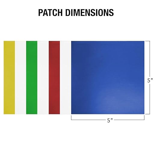 Vinyl Adhesive Party Tent Patch Repair Kit, 5" x 5" Pieces (3 White, 1 Blue, 1 Red, 1 Green, 1 Yellow) with 1 oz. Liquid Repair Glue and Portable Orange Carrying Case