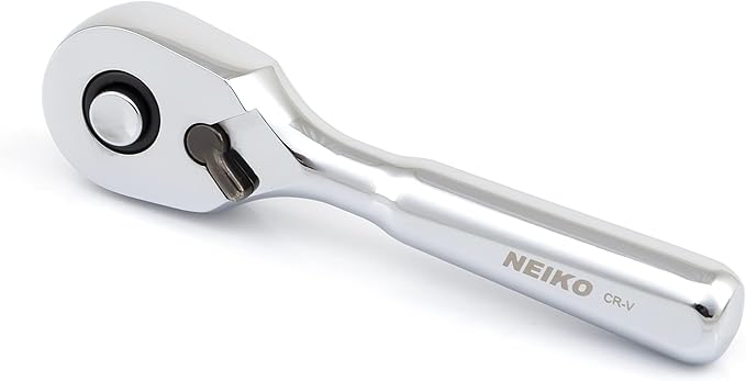 Neiko 03001A Stubby Ratchet, 1/4 Inch Ratchet Wrench, 108-Tooth Reversible Ratchet, 3.3 Degree, Quick Release Mini 1/4 Ratchet Drive, Oval Head Wrench, CR-V Steel Quarter Inch Small Ratchet Wrench