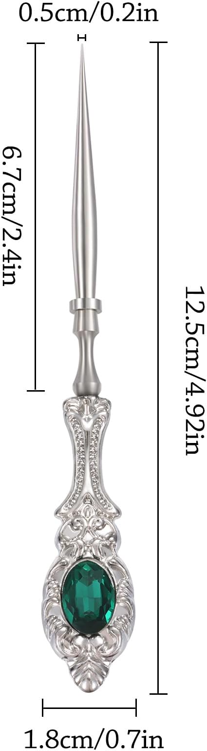 2Pcs Metal Embroidery Awl Set, European Vintage Carved Handle Scratch Awl, Sharp Sewing Awl Tool for Sewing with Storage Cases, Durable and Leather Punch Stitching DIY Craft(Silver)