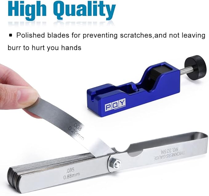Universal Spark Plug Gap Tool with 32 Blades Steel Feeler Gauge for Most 10mm 12mm 14mm 16mm Spark Plugs Blue