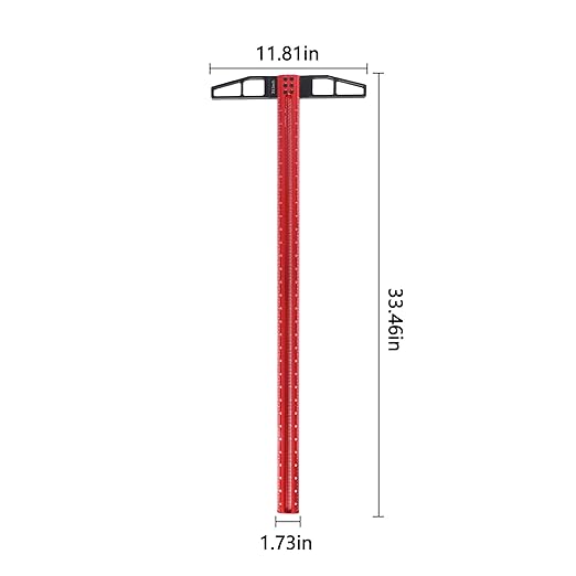 TYDEEY 12, 24, 31, 39 in Precision Ruler Square T-Shaped Woodworking Scriber Measuring Tool, Aluminum Alloy Architect Ruler for Carpenter Work, T Type Wood Layout and Measuring Tools (31 inch)