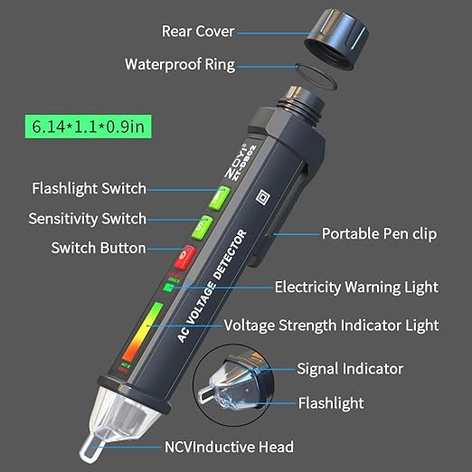 Non Contact Voltage Detector Electrical Tester Pen Voltage Tester 12V-1000V Dual Sensitivity LED Alert Reliable Wire Power Tester Buzzer Alarm Wire Breakpoint Finder