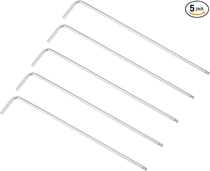 TOP-VIGOR 5Pcs 5/64" Ball End Hex Key Wrench, L Shaped Long Arm Allen Wrench for Household DIY, Professional Machine Repairing, CR-V