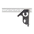 Starrett Steel Combination Square with Square Head - 6" Blade Length, Forged and Hardened Steel Heads, Reversible Lock Bolt, Scriber, Spirit Level, 4R Graduation Type - C33H-6-4R