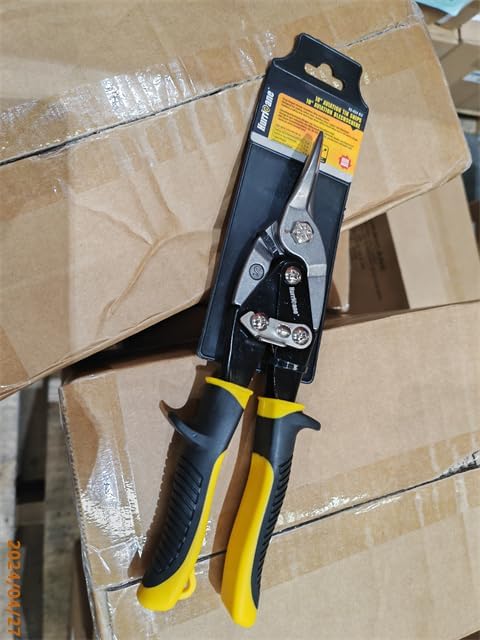 HURRICANE 10 Inch Aviation Tin Snips, Heavy Duty Metal Cutter Shears for Cutting Sheet Metal, Straight Cut, Chrome Vanadium Steel