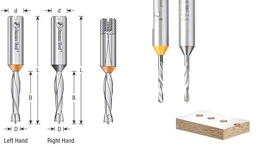 Amana Tool 315103 Solid Carbide Dowel Drill Boring Bit L/H 3mm D x 57.5mm Long x 10x25mm SHK